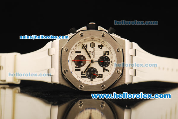 Audemars Piguet Royal Oak Offshore Chronograph Swiss Valjoux 7750 Automatic Movement Steel Case with White Rubber Strap - Click Image to Close